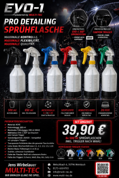 PROFI-SET 6x500ml EVO-1 Pro Detailing Sprühflaschen